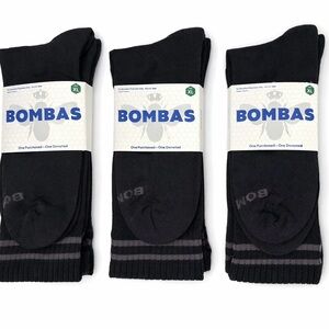 3 PAIRS Bombas Calf Crew Black Socks Size Extra Large Unisex